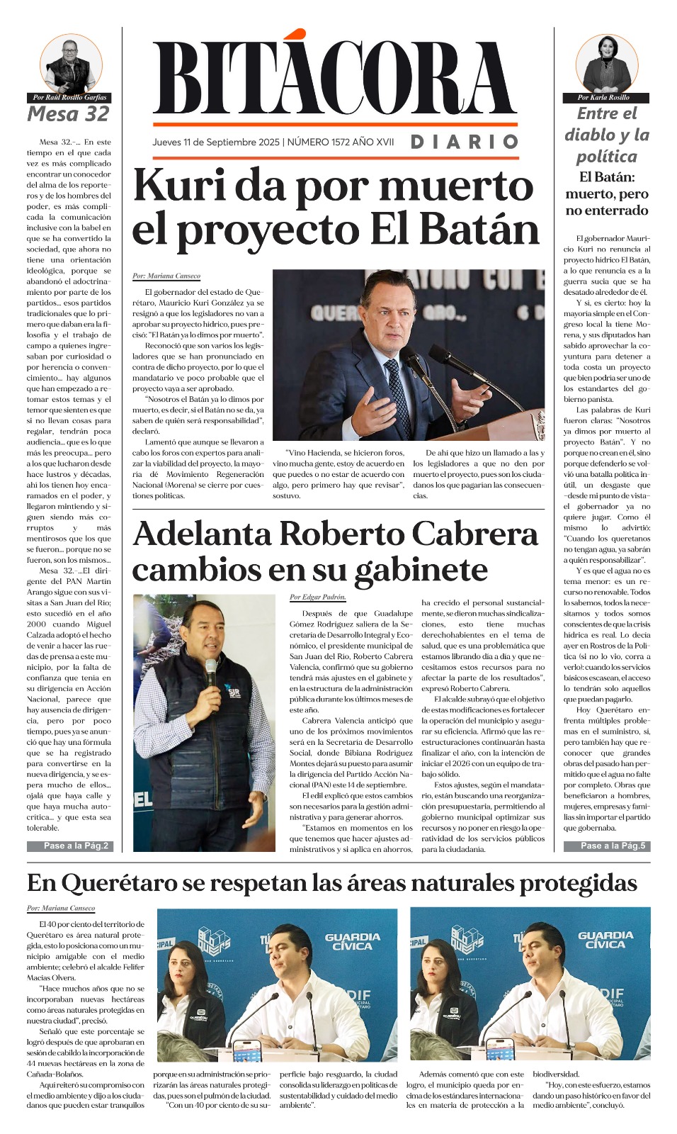 Portada Bitácora Diario Edición 1572