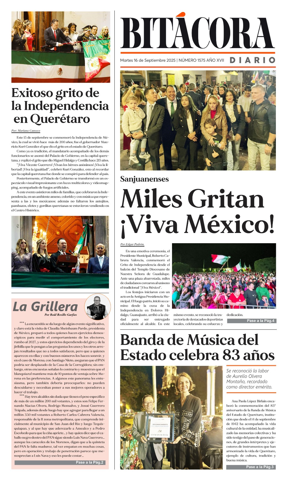 Portada Bitácora Diario Edición 1575
