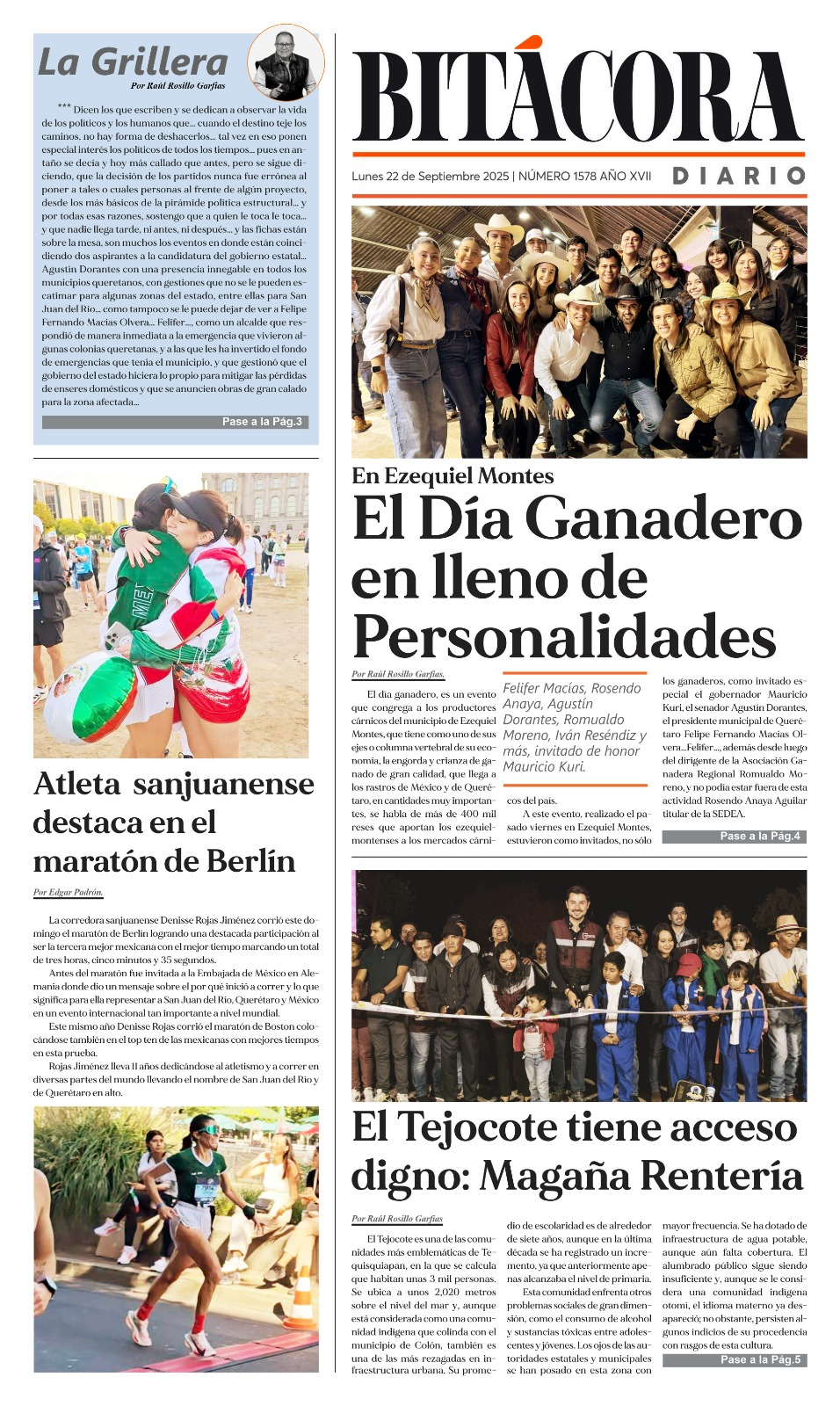 Portada Bitácora Diario Edición 1578
