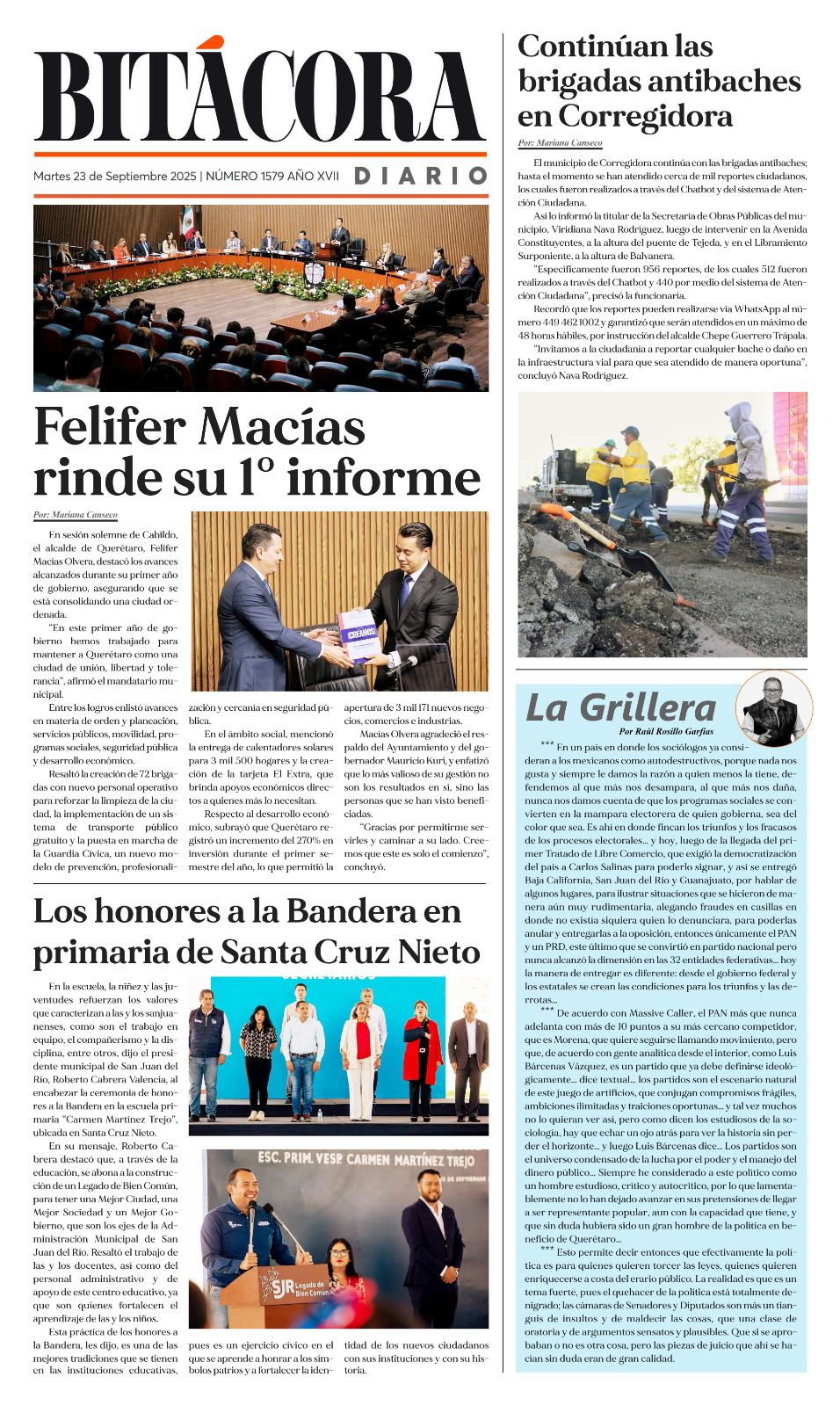 Portada Bitácora Diario Edición 1579