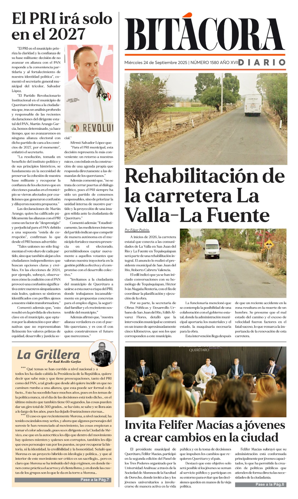 Portada Bitácora Diario Edición 1580