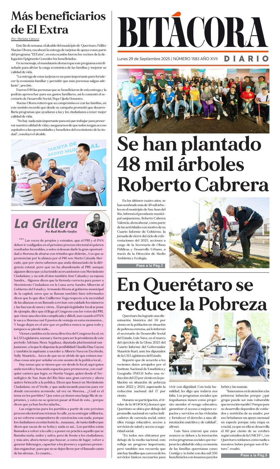 Portada Bitácora Diario Edición 1583
