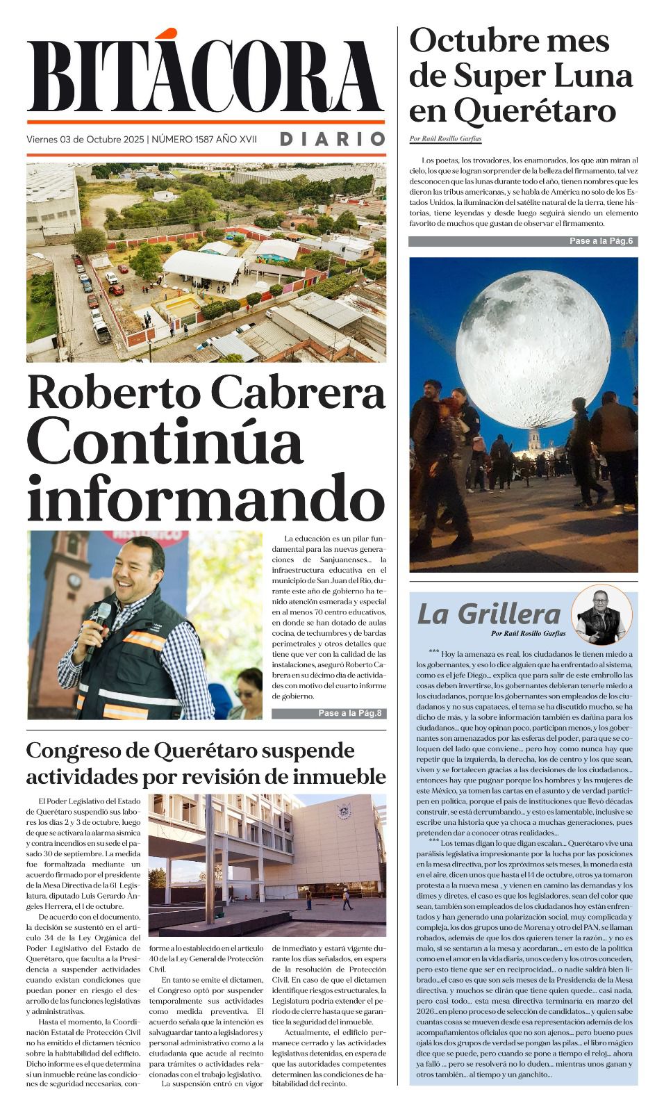 Portada Bitácora Diario Edición 1587