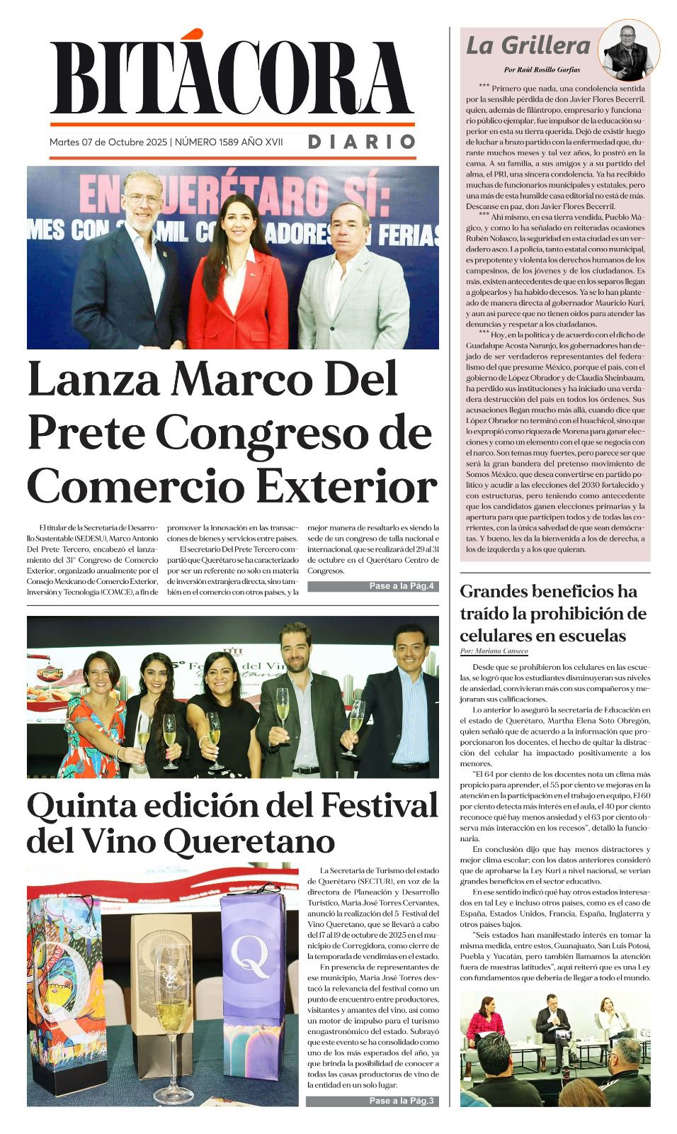 Portada Bitácora Diario Edición 1589