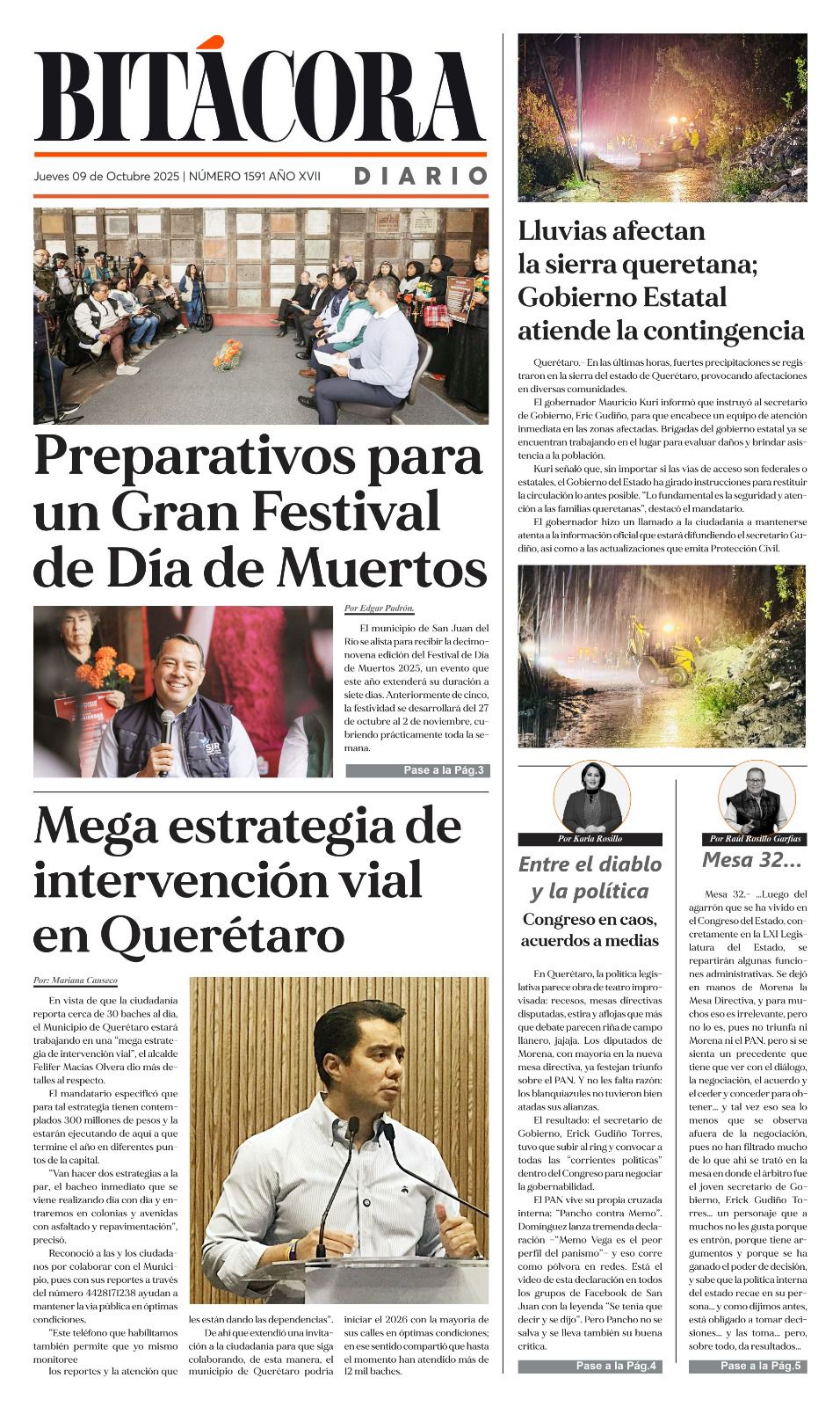 Portada Bitácora Diario Edición 1591