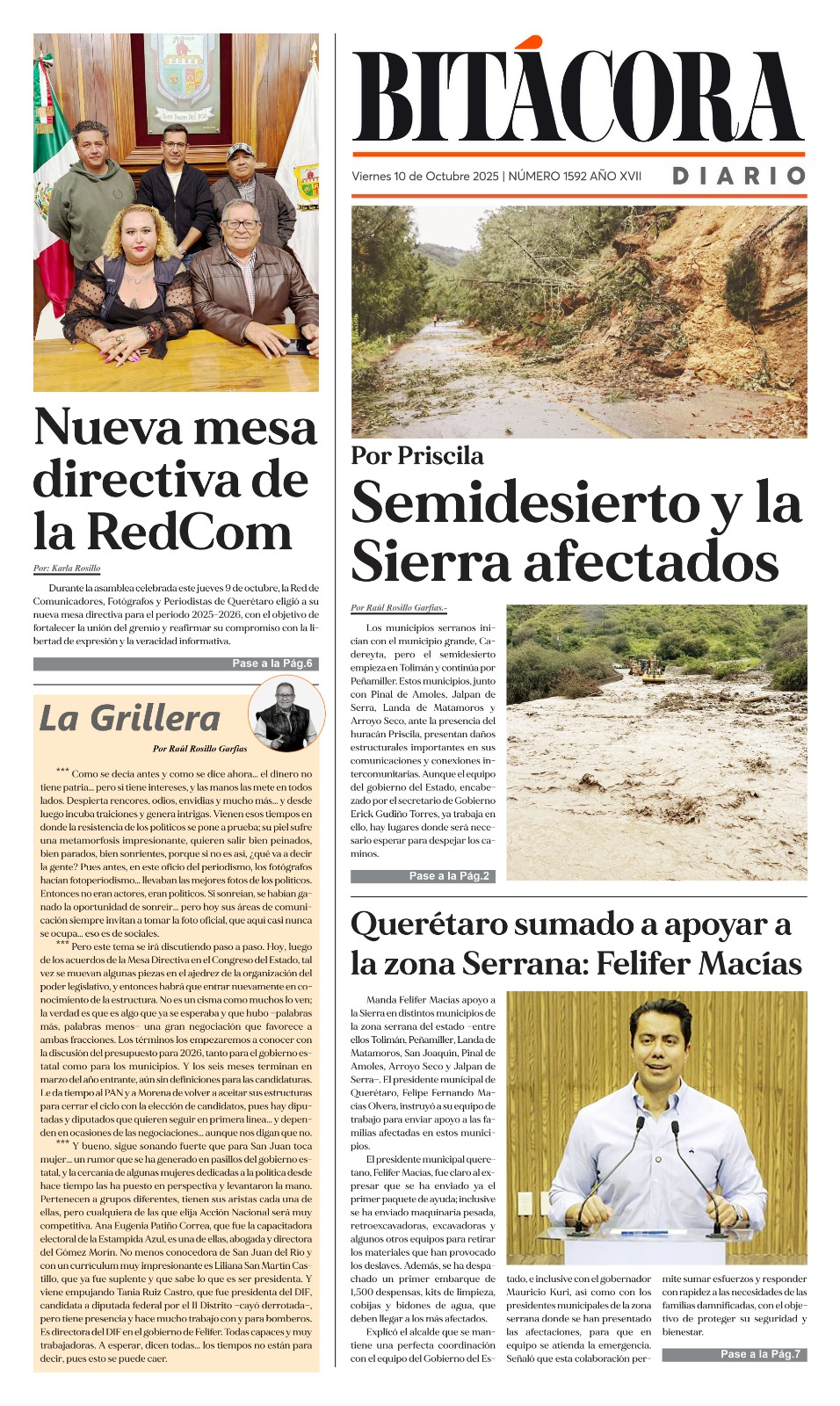 Portada Bitácora Diario Edición 1592