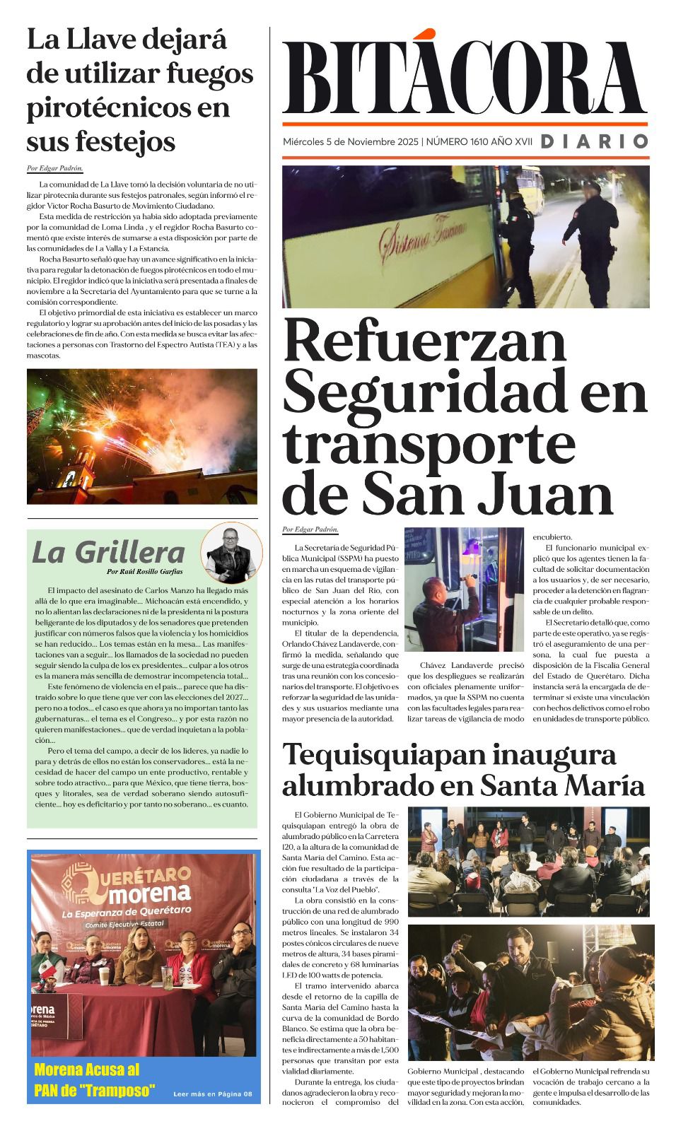 Portada Bitácora Diario Edición 1610