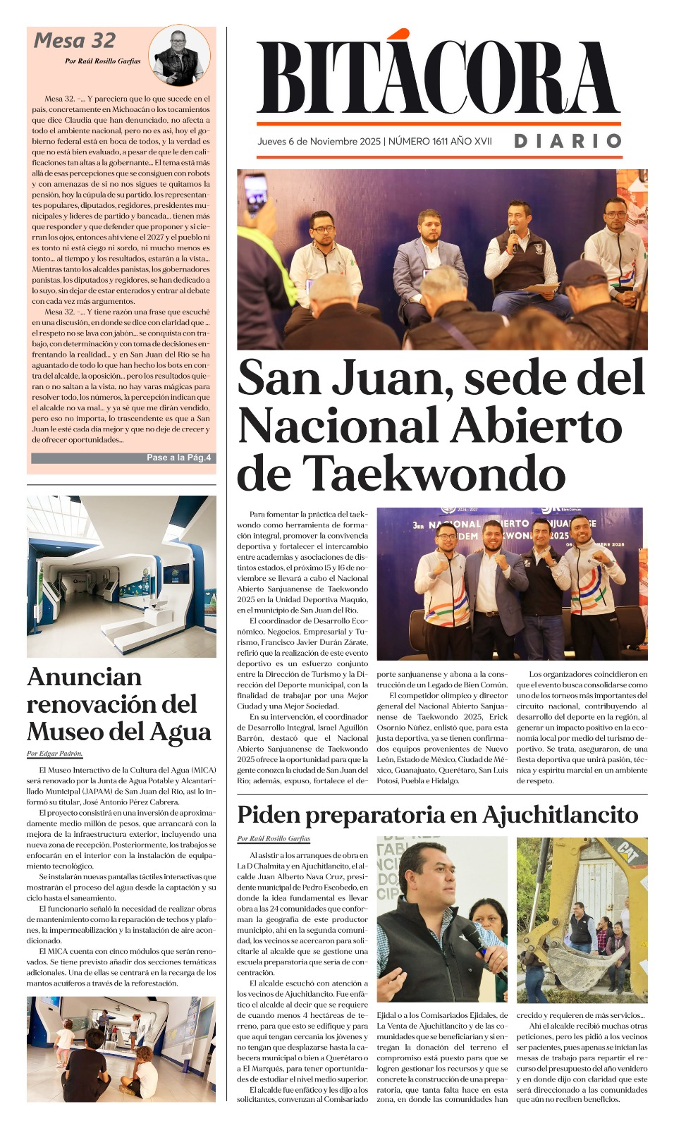 Portada Bitácora Diario Edición 1611