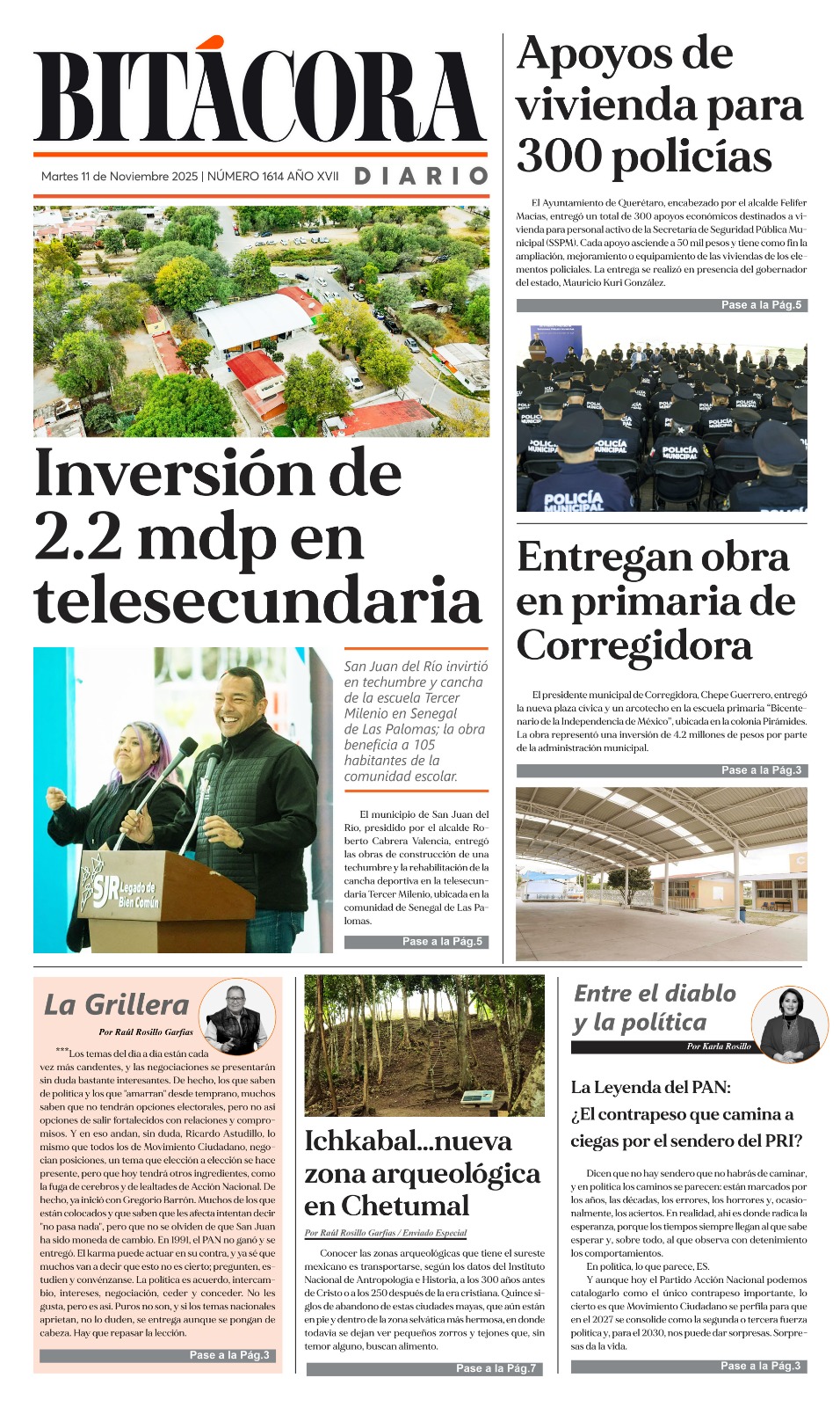 Portada Bitácora Diario Edición 1614