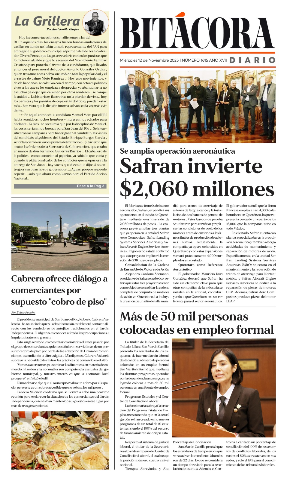 Portada Bitácora Diario Edición 1615