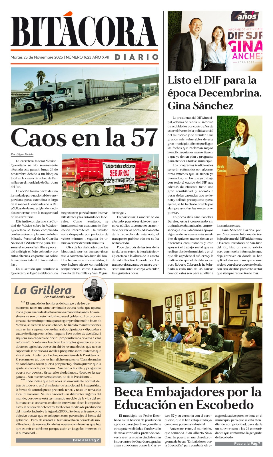 Portada Bitácora Diario Edición 1623