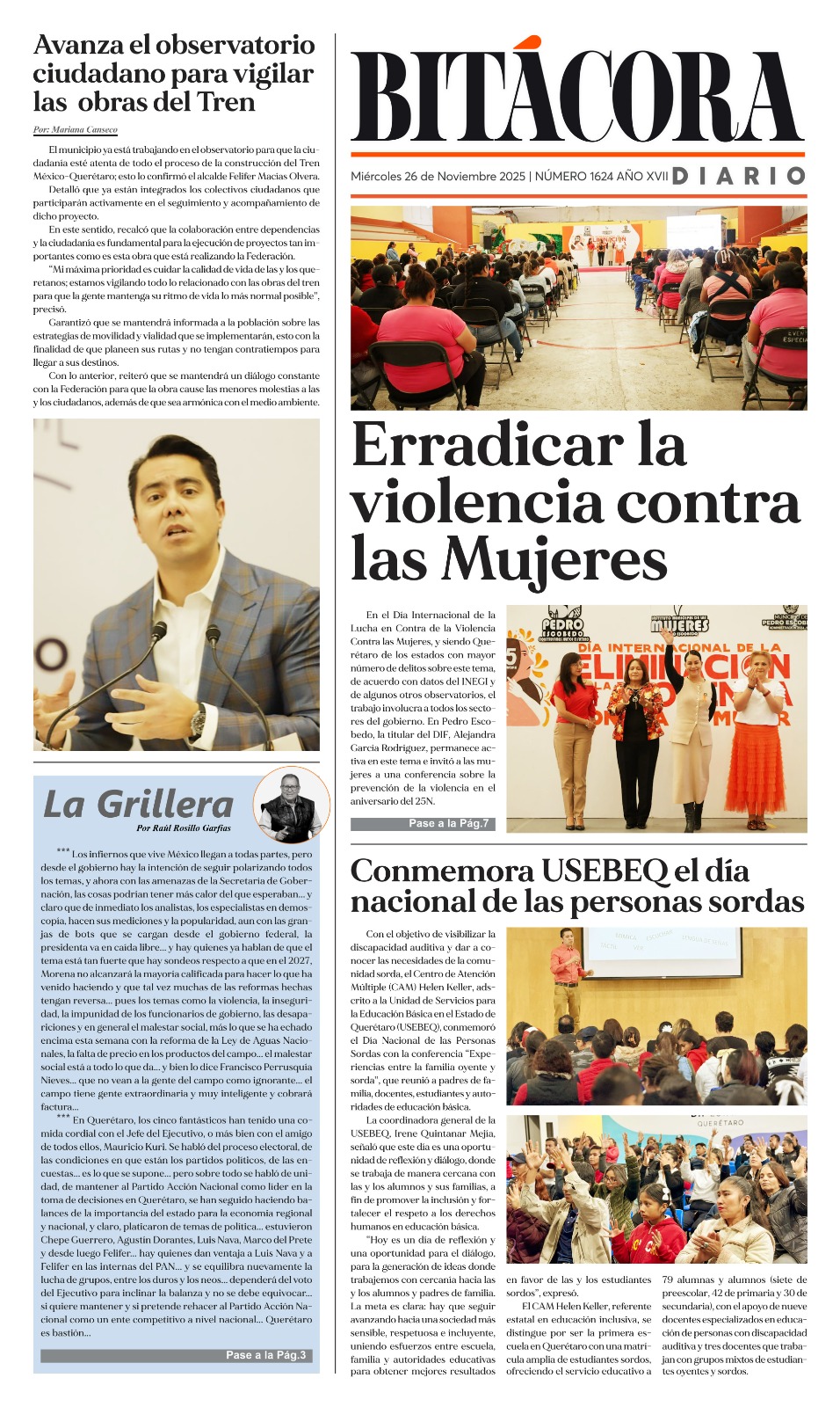 Portada Bitácora Diario Edición 1624