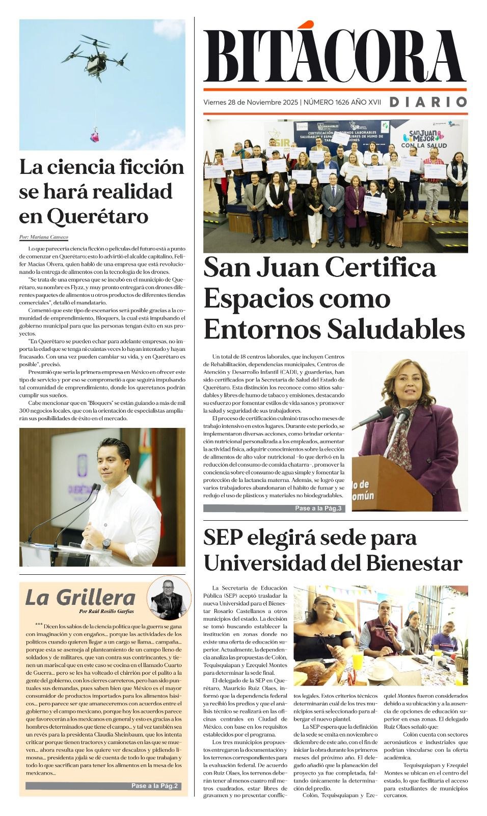 Portada Bitácora Diario Edición 1626