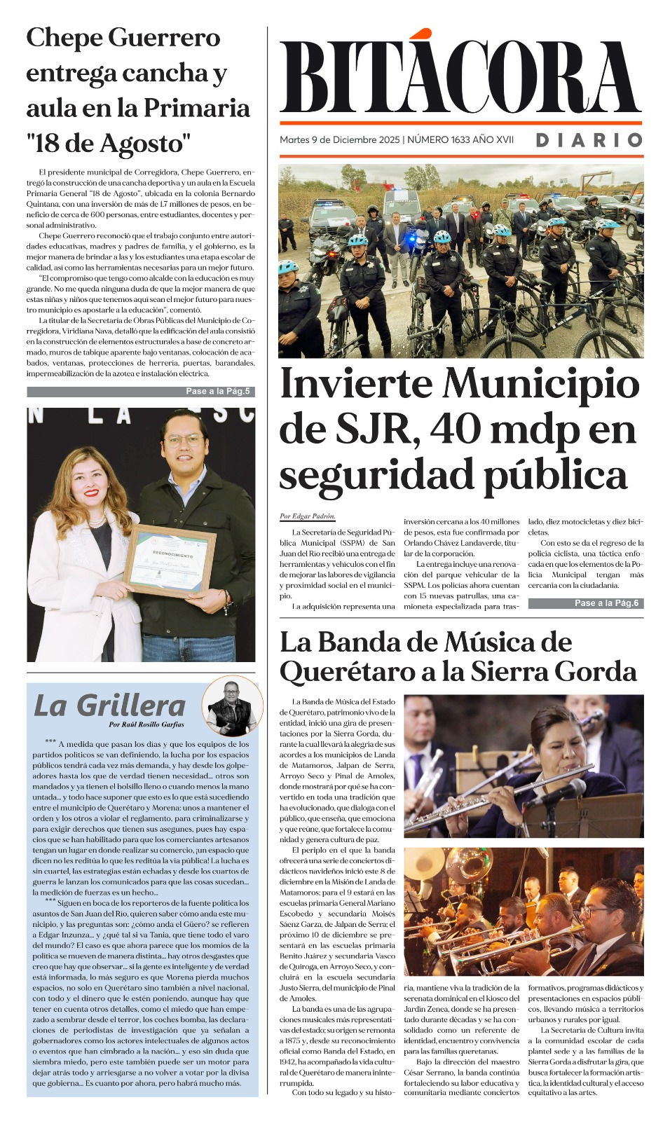 Portada Bitácora Diario Edición 1633