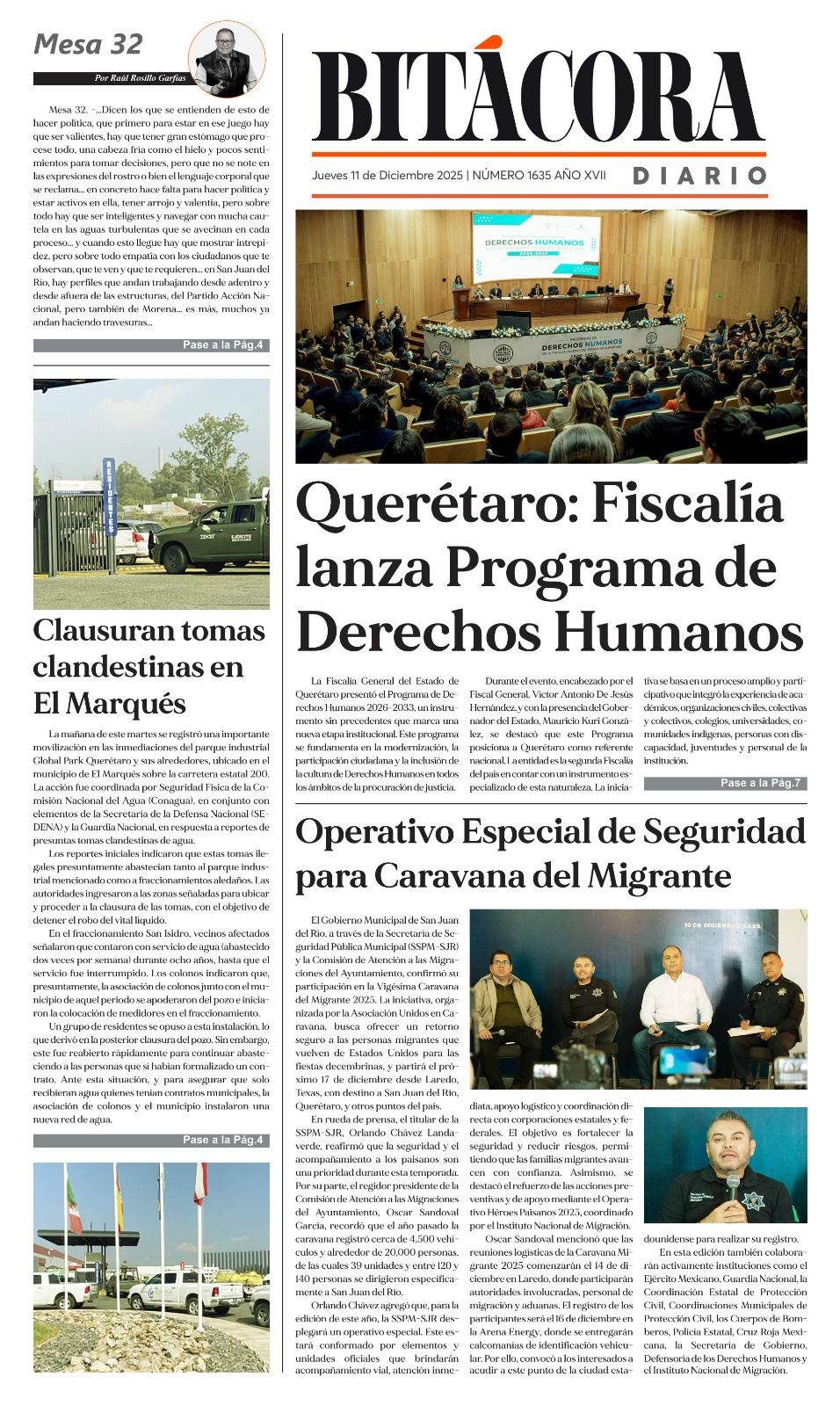 Portada Bitácora Diario Edición 1635