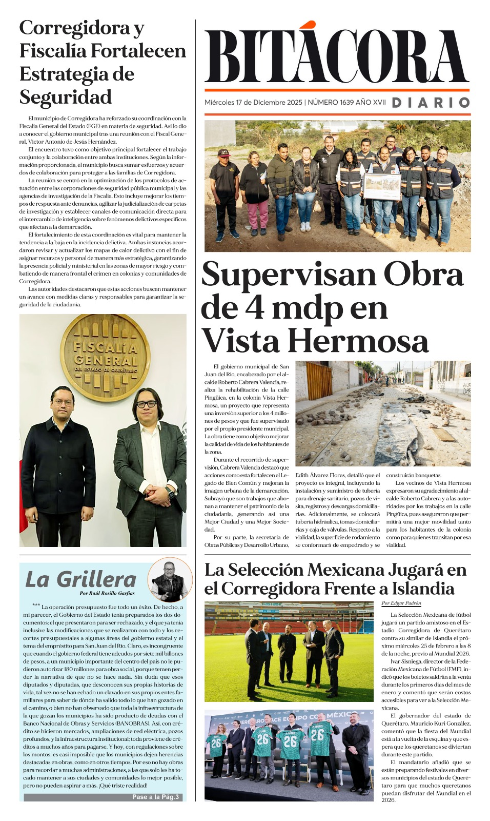 Portada Bitácora Diario Edición 1639