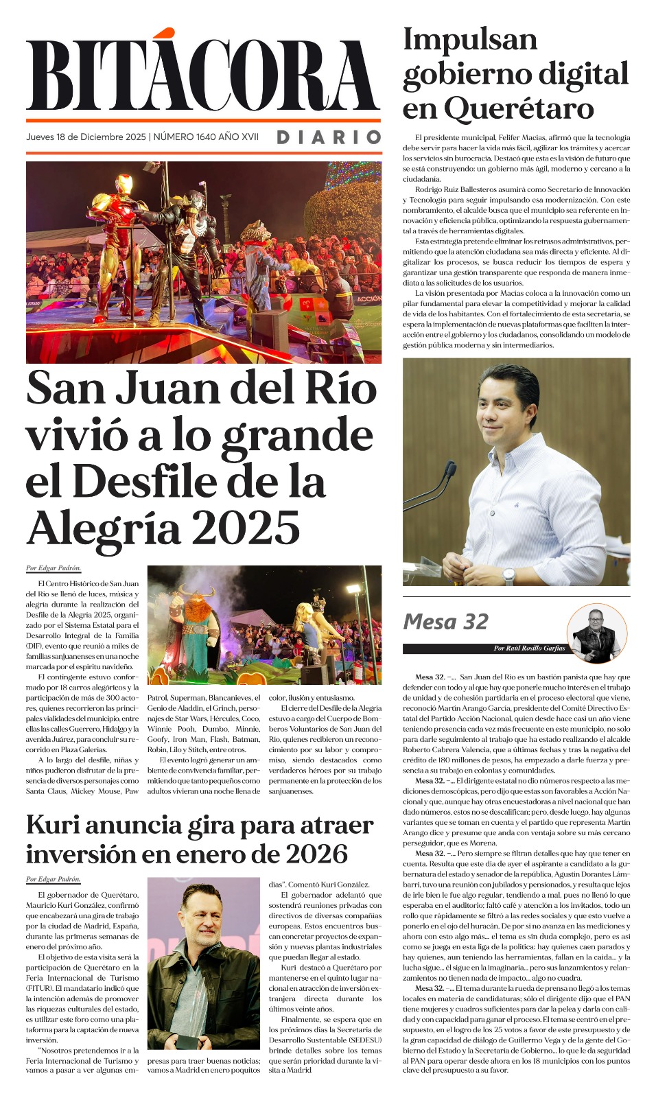 Portada Bitácora Diario Edición 1640