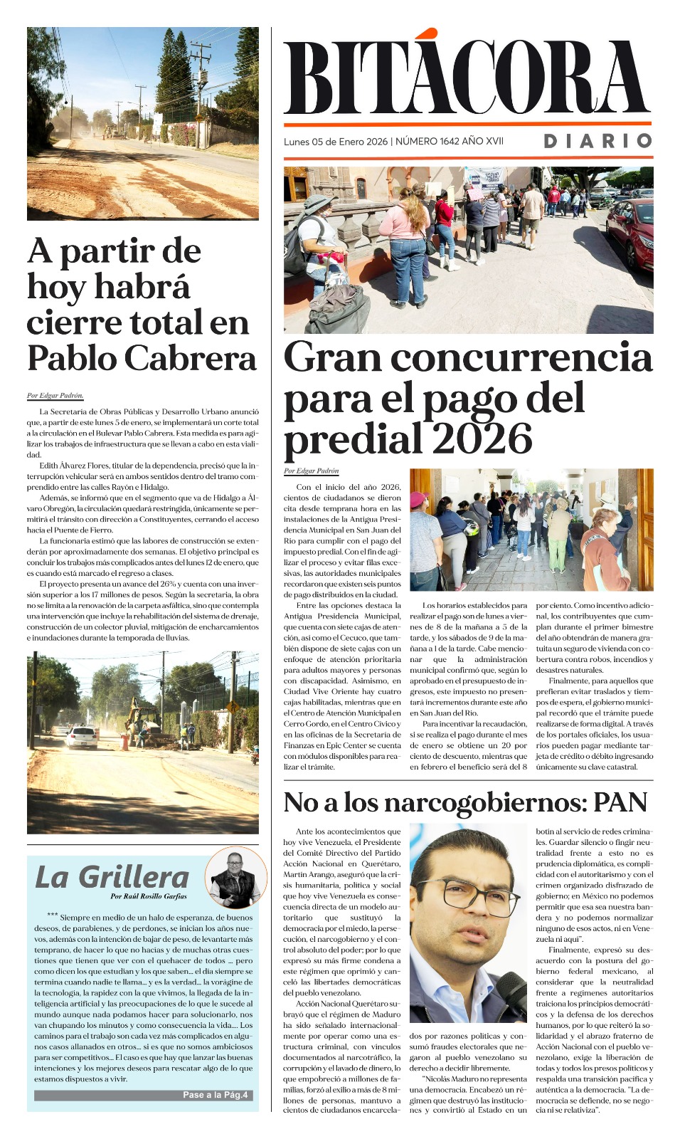 Portada Bitácora Diario Edición 1642