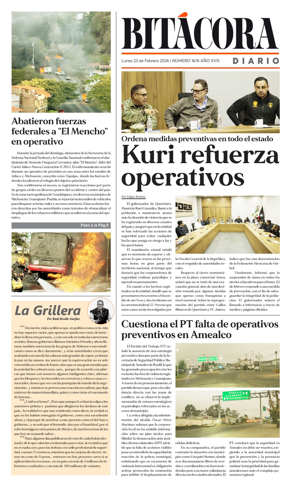 Portada Bitácora Diario Edición 1676