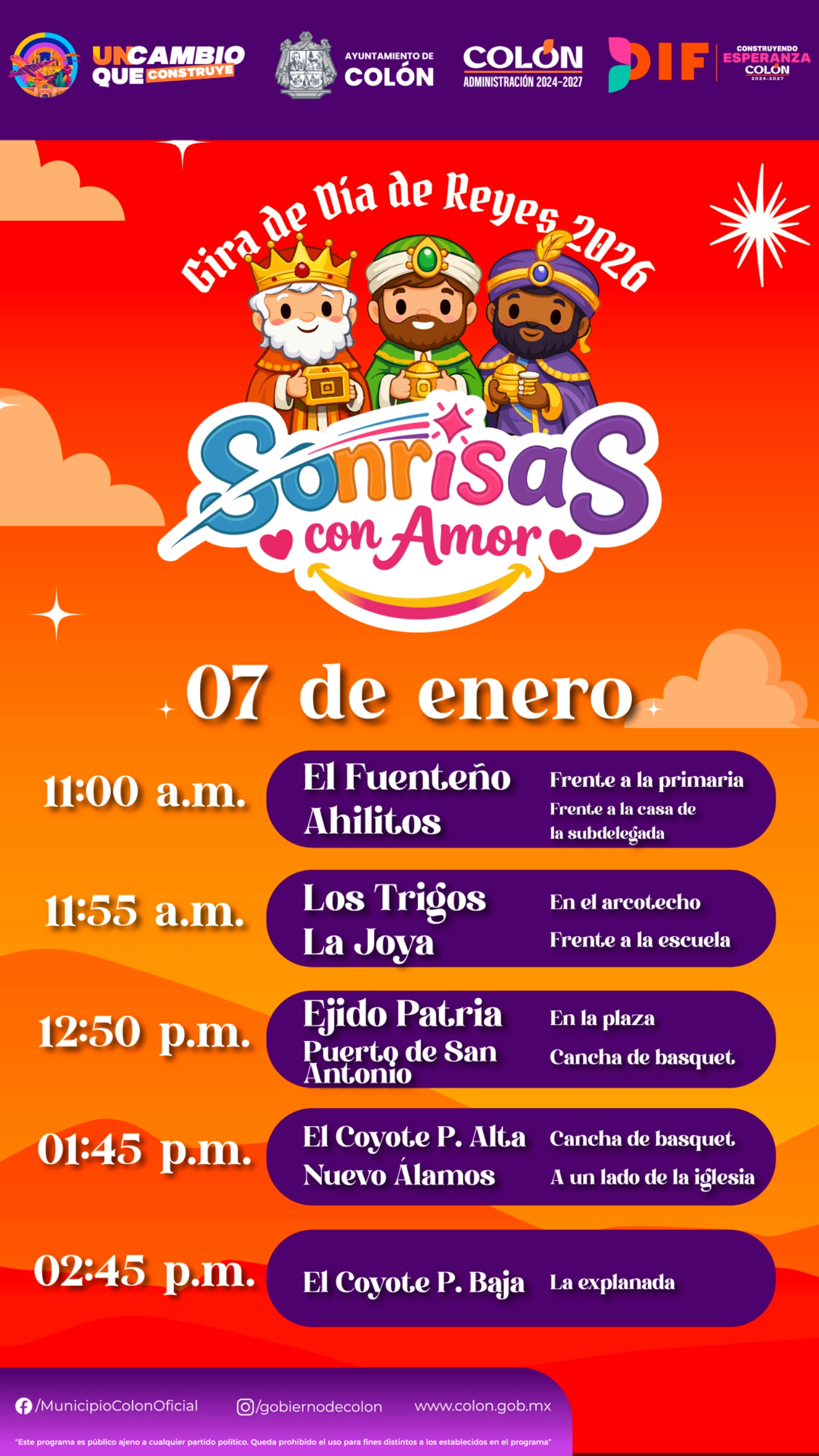 Sonrisas con Amor, programa de Reyes Magos en Colón