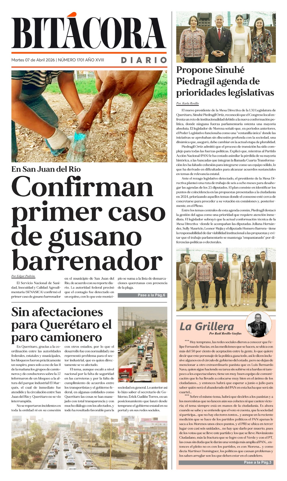 Portada Bitácora Diario 1701
