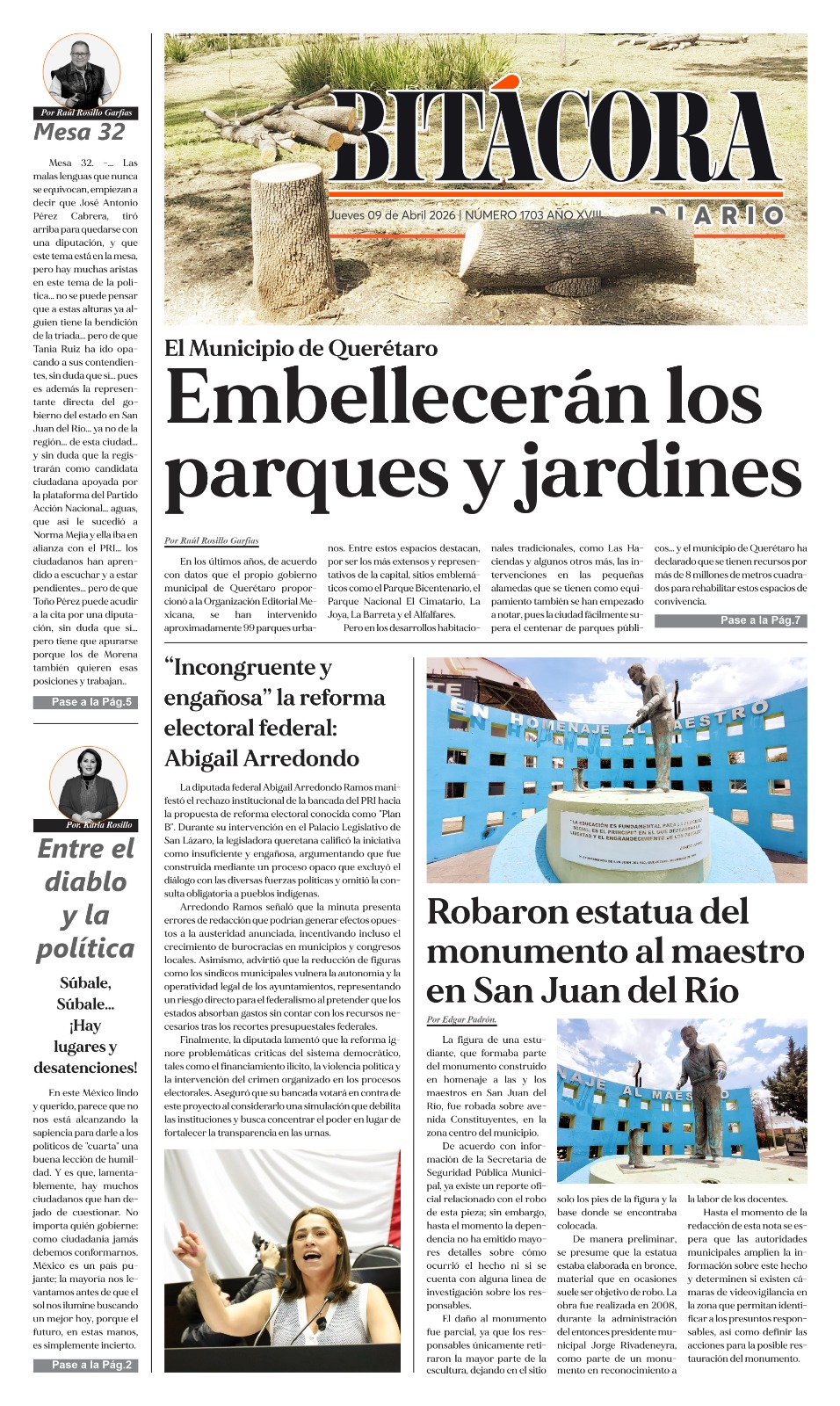 PORTADA BITÁCORA 1703