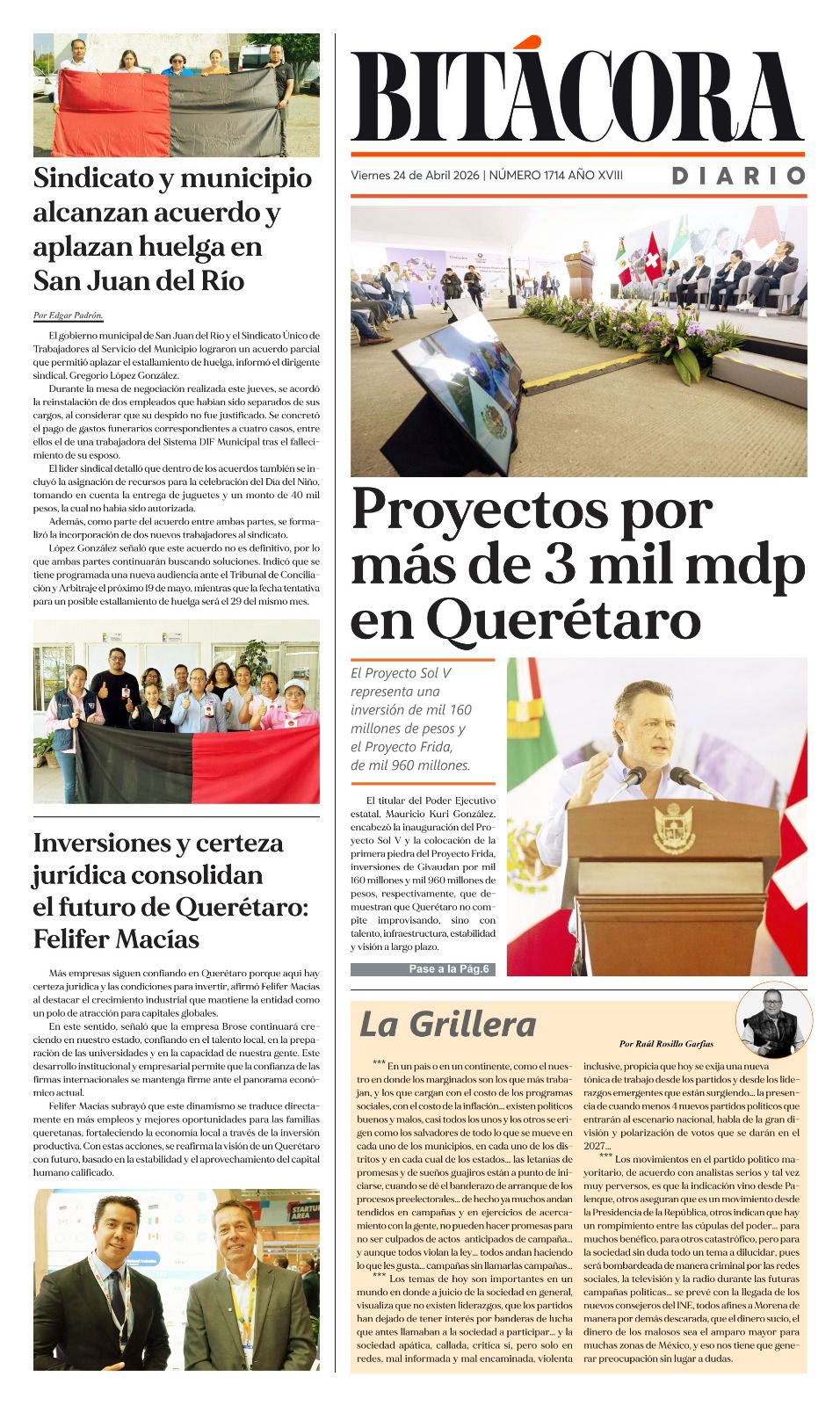 PORTADA BITÁCORA 1714