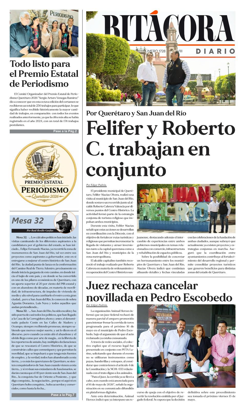 PORTADA BITÁCORA 1728