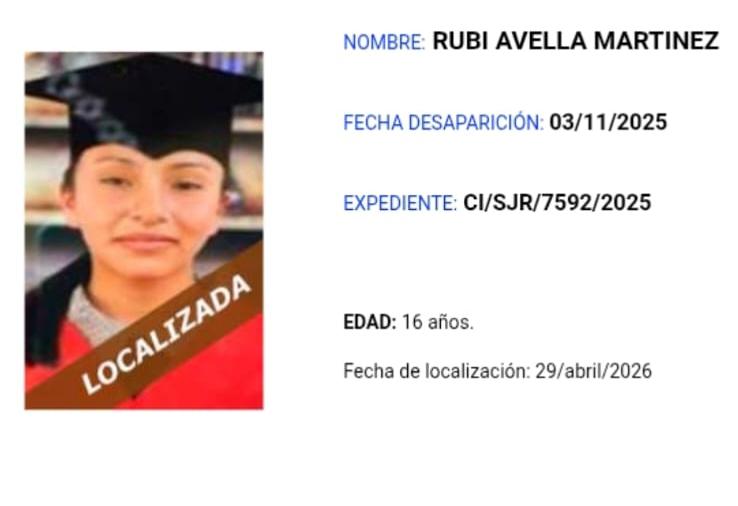 Localizan con vida a Rubí en San Juan del Río
