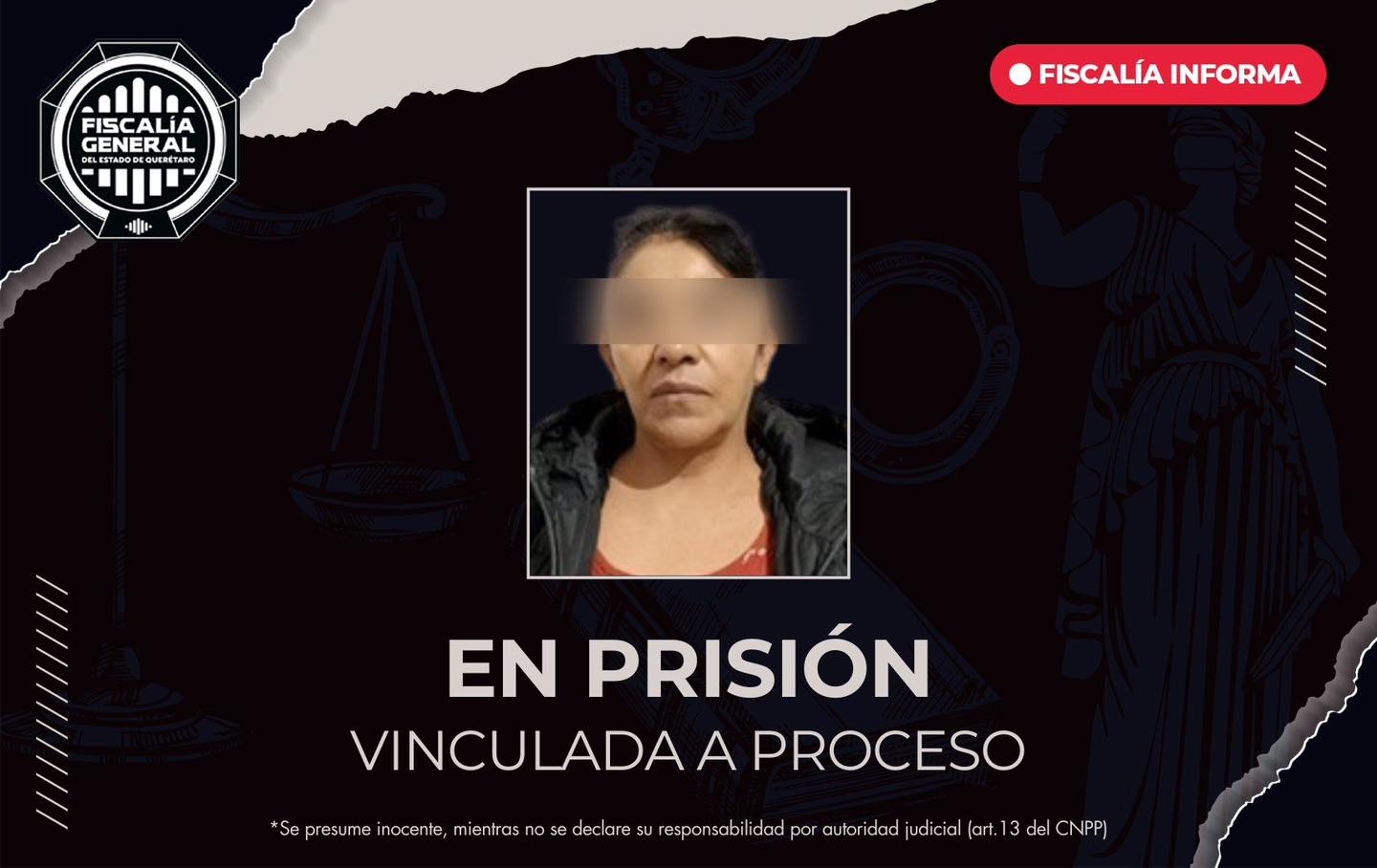 Vinculan a proceso a mujer por homicidio en Querétaro