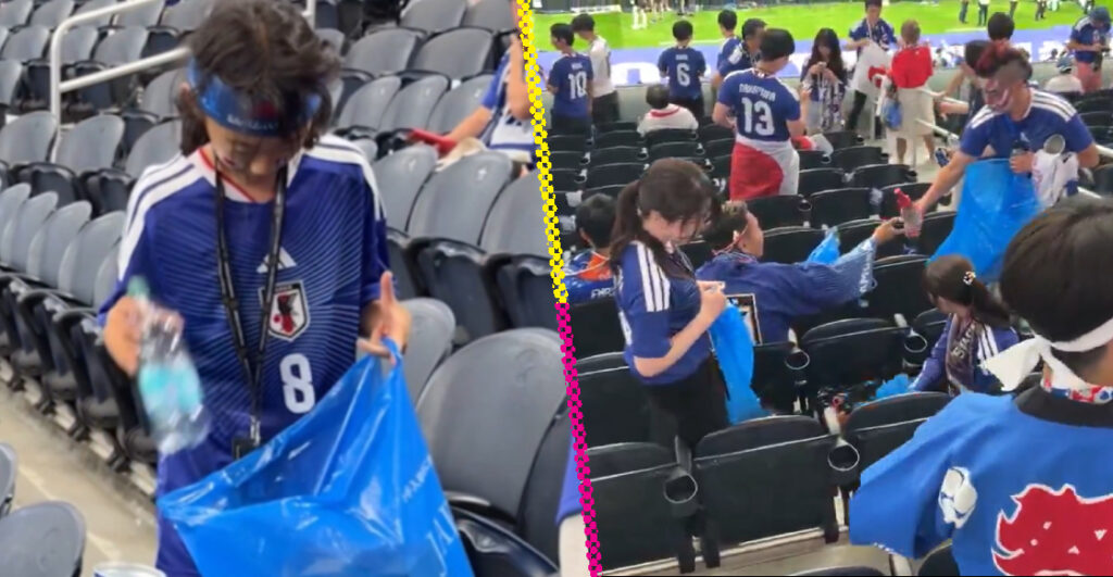 Afición de Japón da lección de civismo y limpieza en Dallas